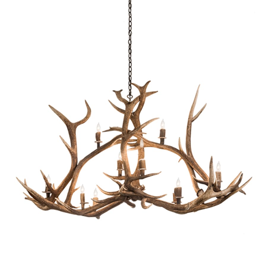 Meyda Tiffany Long Antlers Elk 10 Light 70" Wide Antler Candle Style Chandelier