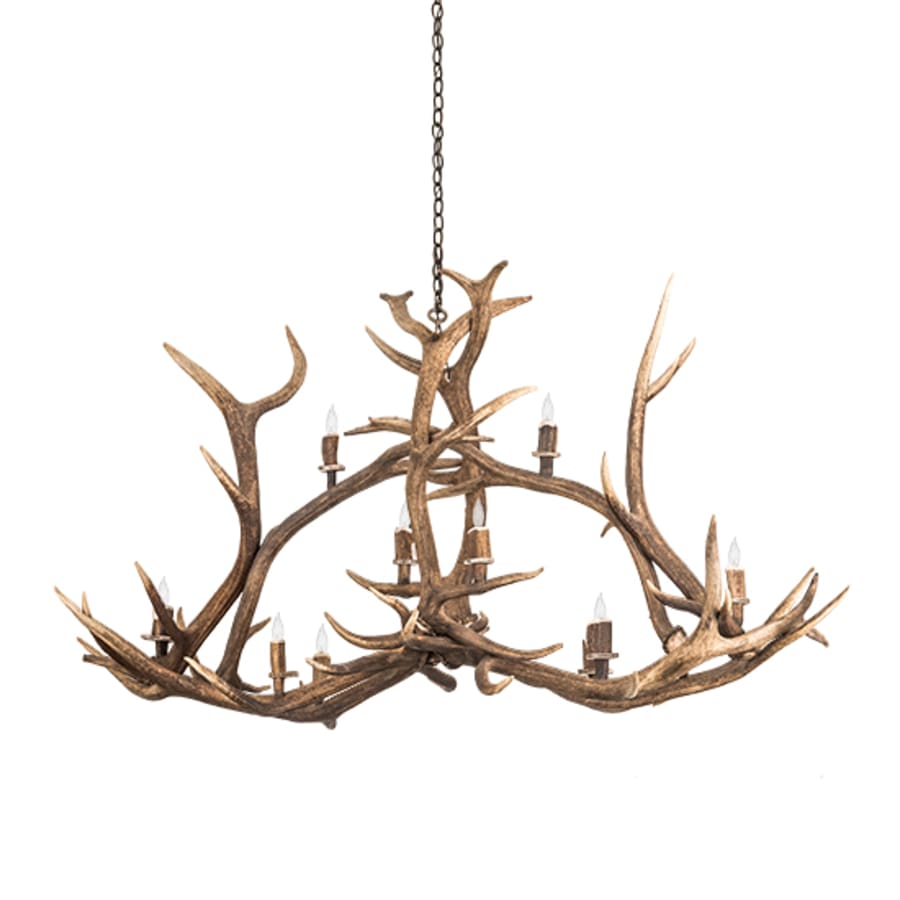 Meyda Tiffany Long Antlers Elk 10 Light 70" Wide Antler Candle Style Chandelier