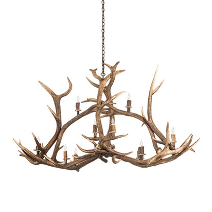Meyda Tiffany Long Antlers Elk 10 Light 70" Wide Antler Candle Style Chandelier