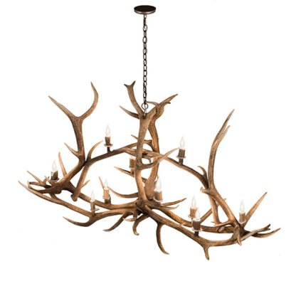 Meyda Tiffany Long Antlers Elk 10 Light 70" Wide Antler Candle Style Chandelier