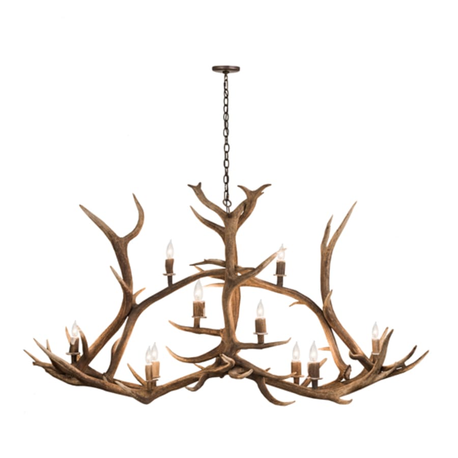 Meyda Tiffany Long Antlers Elk 10 Light 70" Wide Antler Candle Style Chandelier