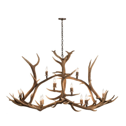 Meyda Tiffany Long Antlers Elk 10 Light 70" Wide Antler Candle Style Chandelier
