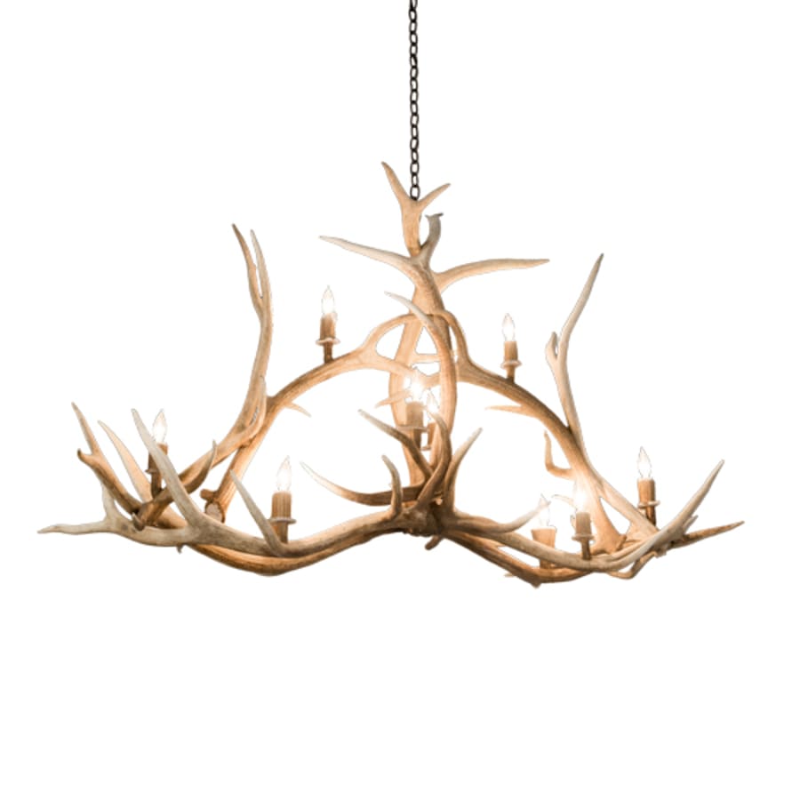 Meyda Tiffany Long Antlers Elk 10 Light 67" Wide Antler Candle Style Chandelier