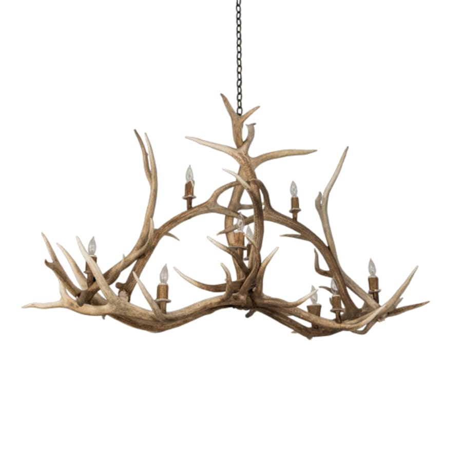 Meyda Tiffany Long Antlers Elk 10 Light 67" Wide Antler Candle Style Chandelier