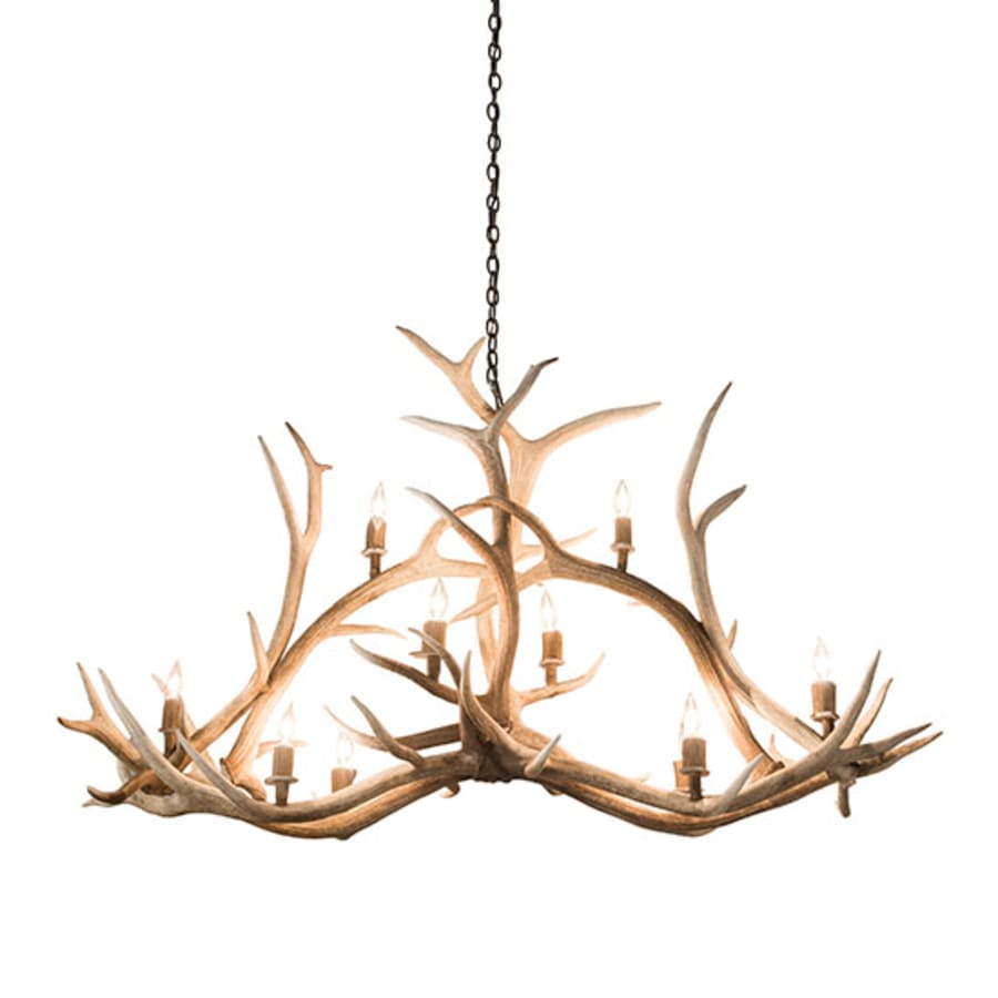 Meyda Tiffany Long Antlers Elk 10 Light 67" Wide Antler Candle Style Chandelier