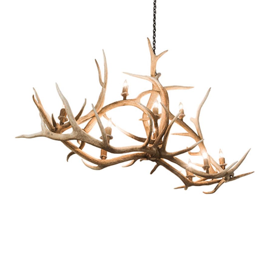 Meyda Tiffany Long Antlers Elk 10 Light 67" Wide Antler Candle Style Chandelier