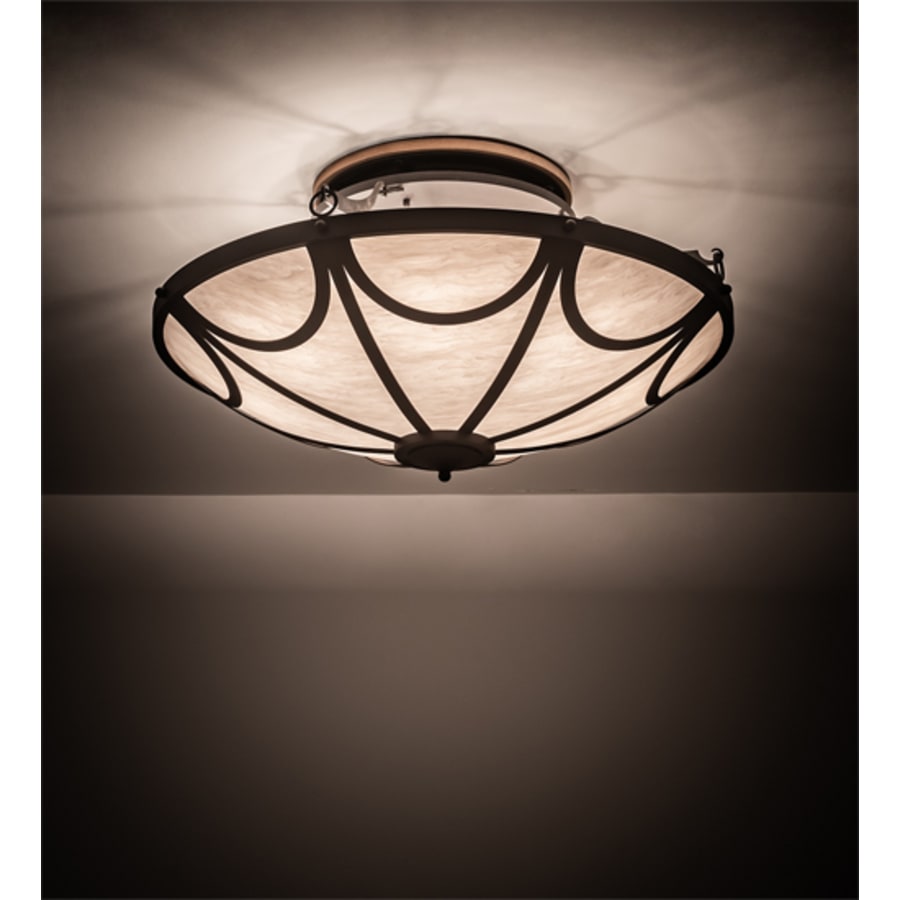 Meyda Tiffany Carousel 8 Light 42" Wide Semi-Flush Bowl Ceiling Fixture - Hand Wrought Iron Finish