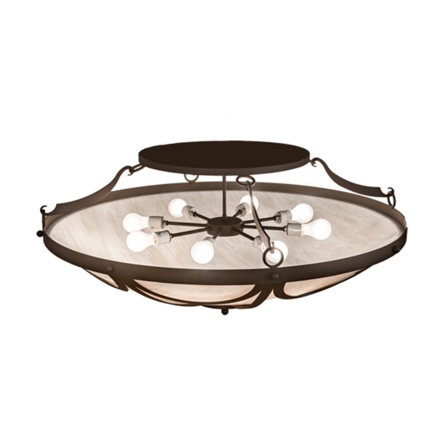 Meyda Tiffany Carousel 8 Light 42" Wide Semi-Flush Bowl Ceiling Fixture - Hand Wrought Iron Finish