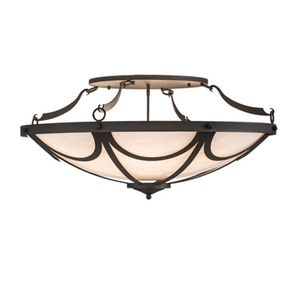 Meyda Tiffany Carousel 8 Light 42" Wide Semi-Flush Bowl Ceiling Fixture - Hand Wrought Iron Finish