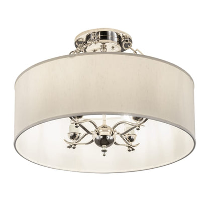 Meyda Tiffany Cilindro 4 Light 24" Wide Semi-Flush Drum Ceiling Fixture - Polished Nickel Finish