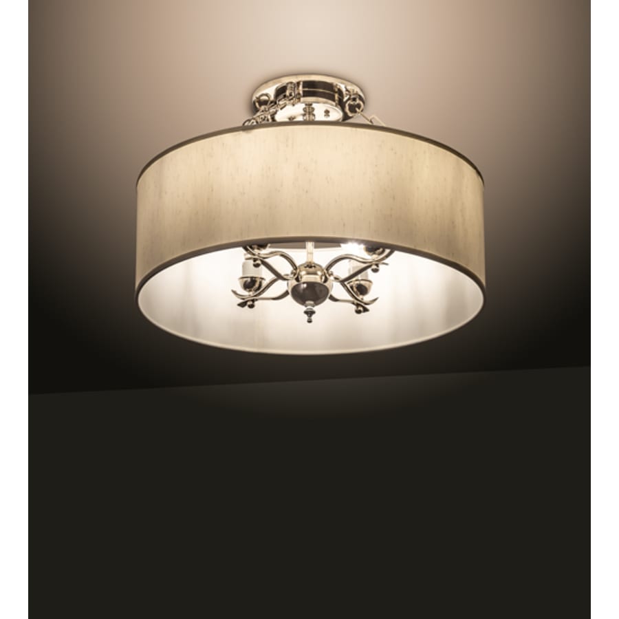 Meyda Tiffany Cilindro 4 Light 24" Wide Semi-Flush Drum Ceiling Fixture - Polished Nickel Finish