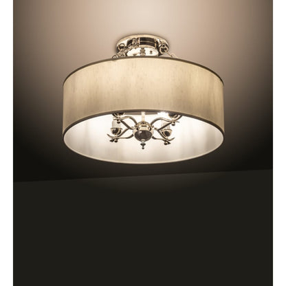 Meyda Tiffany Cilindro 4 Light 24" Wide Semi-Flush Drum Ceiling Fixture - Polished Nickel Finish