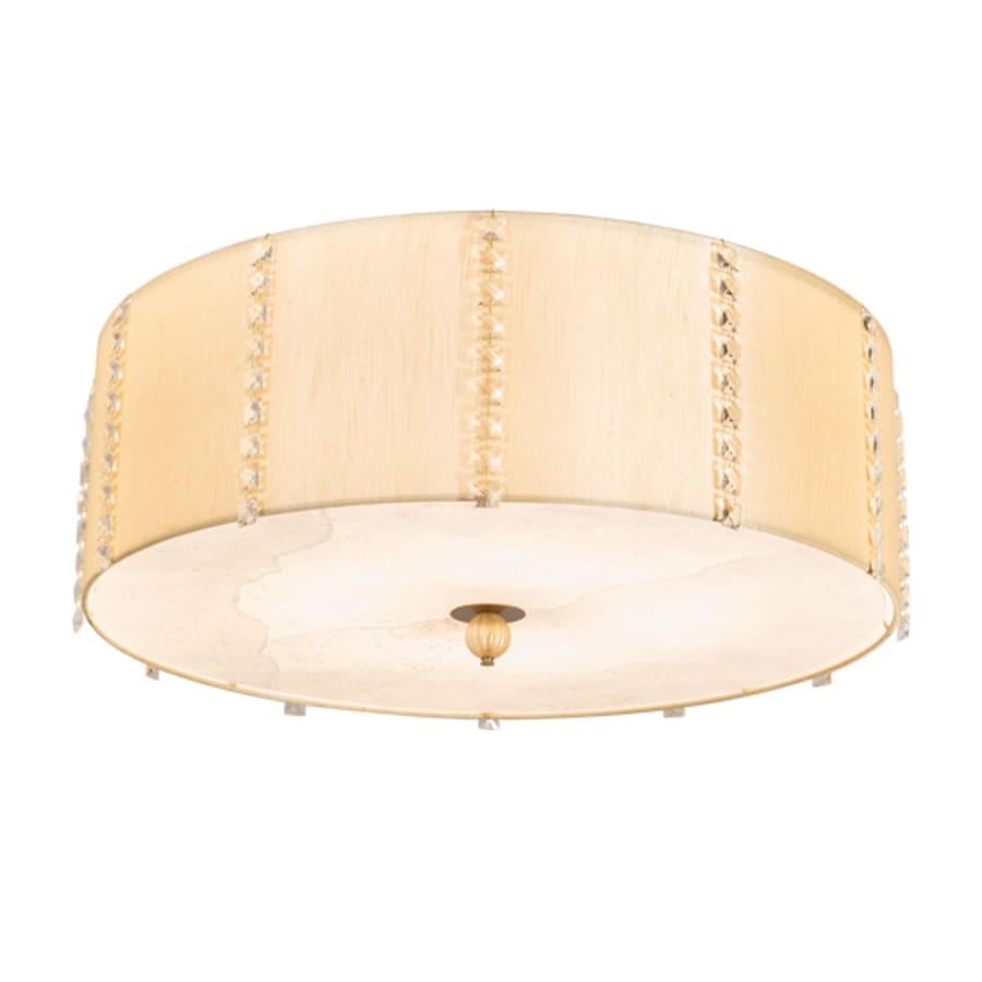 Meyda Tiffany Cilindro Lujoso 8 Light 32" Wide Semi-Flush Drum Ceiling Fixture with Natural Wafer Silk Shade - Brass Finish