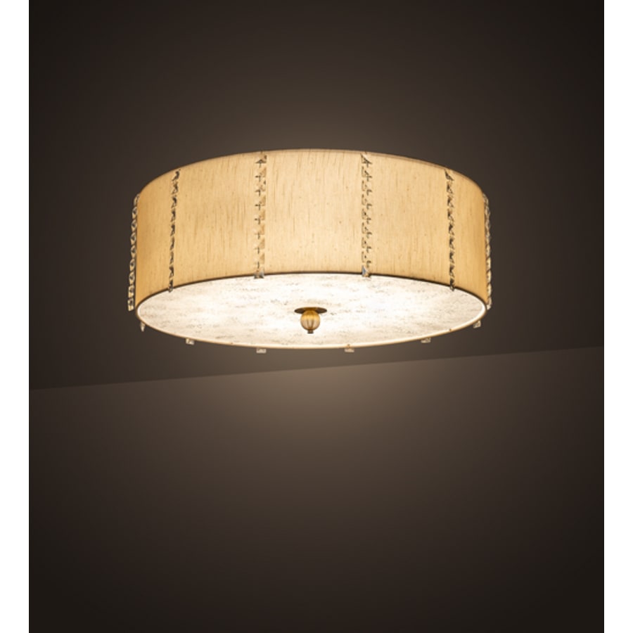 Meyda Tiffany Cilindro Lujoso 8 Light 32" Wide Semi-Flush Drum Ceiling Fixture with Natural Wafer Silk Shade - Brass Finish
