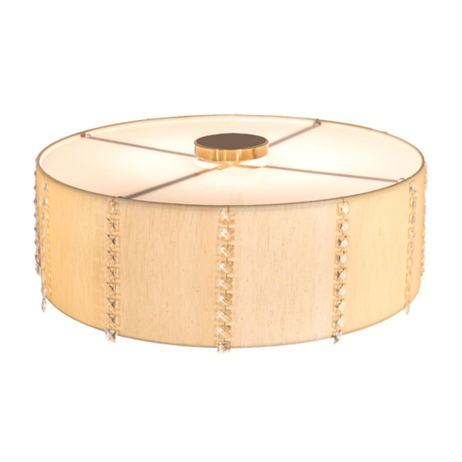 Meyda Tiffany Cilindro Lujoso 8 Light 32" Wide Semi-Flush Drum Ceiling Fixture with Natural Wafer Silk Shade - Brass Finish