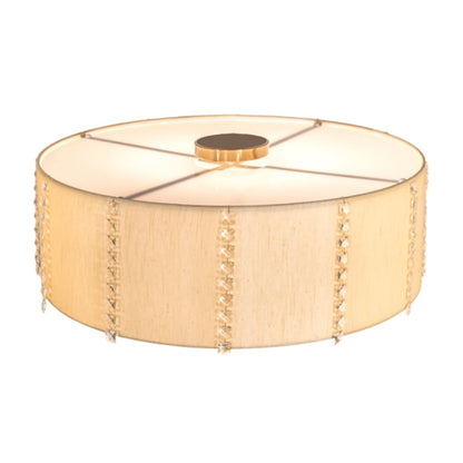 Meyda Tiffany Cilindro Lujoso 8 Light 32" Wide Semi-Flush Drum Ceiling Fixture with Natural Wafer Silk Shade - Brass Finish