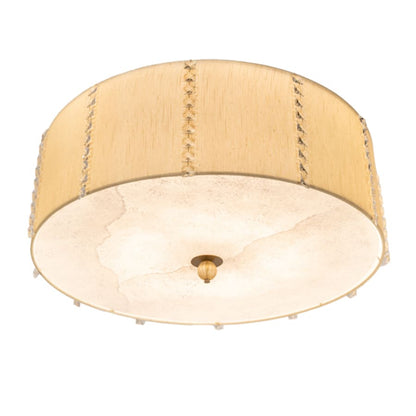 Meyda Tiffany Cilindro Lujoso 8 Light 32" Wide Semi-Flush Drum Ceiling Fixture with Natural Wafer Silk Shade - Brass Finish