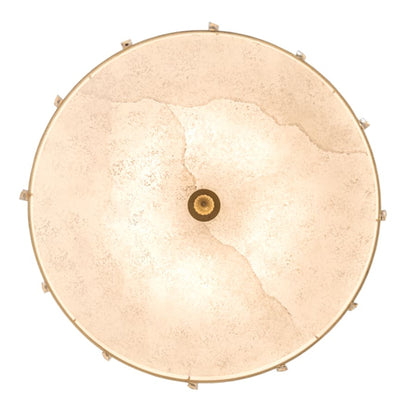Meyda Tiffany Cilindro Lujoso 8 Light 32" Wide Semi-Flush Drum Ceiling Fixture with Natural Wafer Silk Shade - Brass Finish