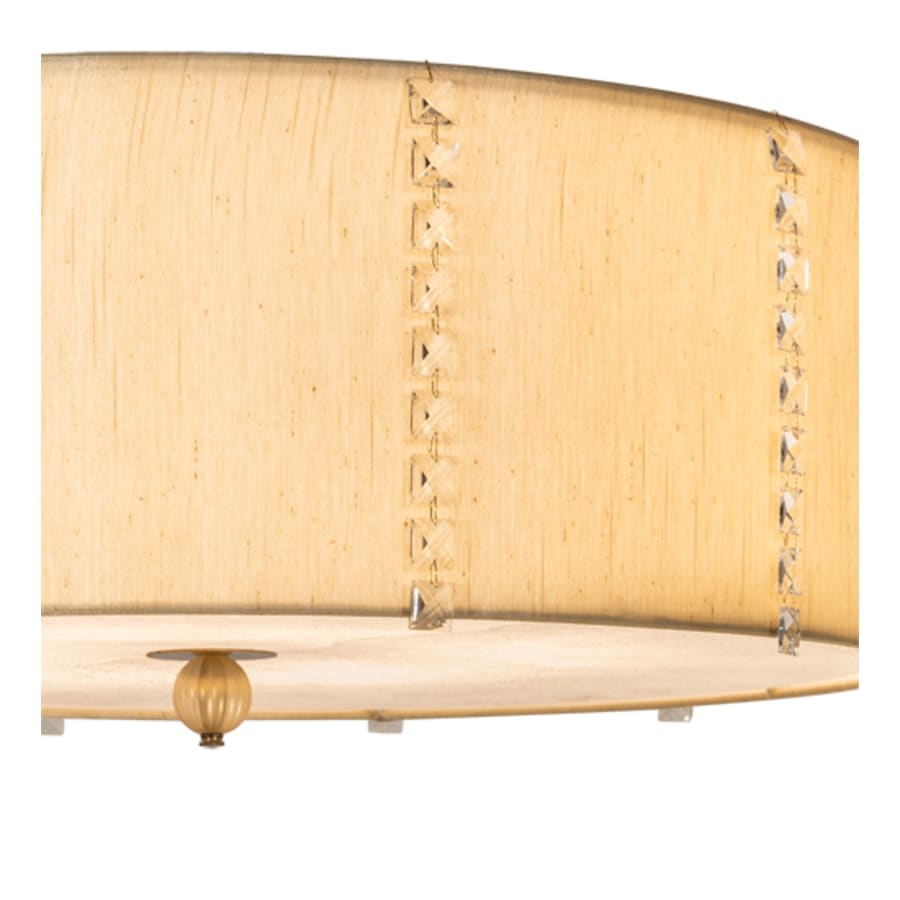 Meyda Tiffany Cilindro Lujoso 8 Light 32" Wide Semi-Flush Drum Ceiling Fixture with Natural Wafer Silk Shade - Brass Finish