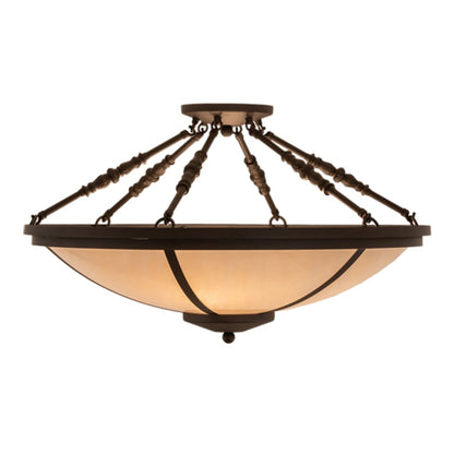 Meyda Tiffany Commerce 4 Light 31" Wide Semi-Flush Bowl Ceiling Fixture - Oil Rubbed Bronze Finish