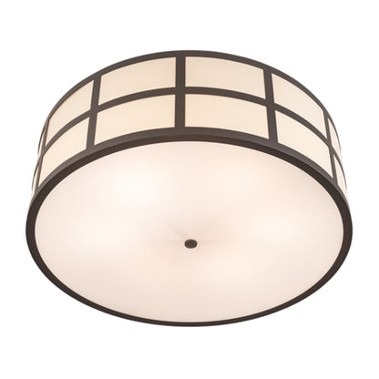 Meyda Tiffany Cilindro Barnabas 6 Light 36" Wide Semi-Flush Drum Ceiling Fixture with Beige Textrene Shade - Timeless Bronze Finish
