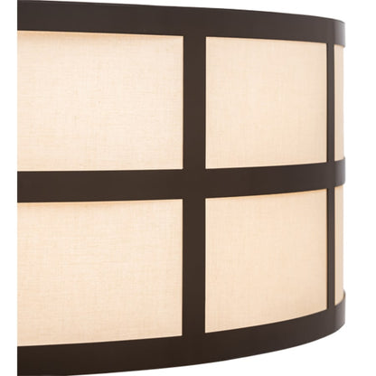 Meyda Tiffany Cilindro Barnabas 6 Light 36" Wide Semi-Flush Drum Ceiling Fixture with Beige Textrene Shade - Timeless Bronze Finish