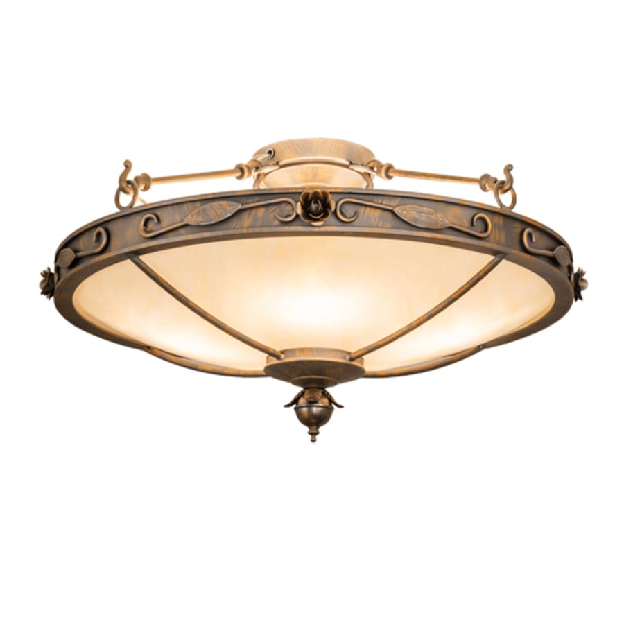 Meyda Tiffany Arabesque 4 Light 28" Wide Semi-Flush Bowl Ceiling Fixture - French Bronzed Finish