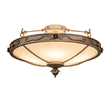 Meyda Tiffany Arabesque 4 Light 28" Wide Semi-Flush Bowl Ceiling Fixture - French Bronzed Finish