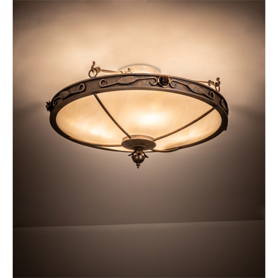 Meyda Tiffany Arabesque 4 Light 28" Wide Semi-Flush Bowl Ceiling Fixture - French Bronzed Finish