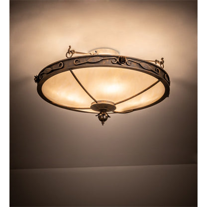 Meyda Tiffany Arabesque 4 Light 28" Wide Semi-Flush Bowl Ceiling Fixture - French Bronzed Finish