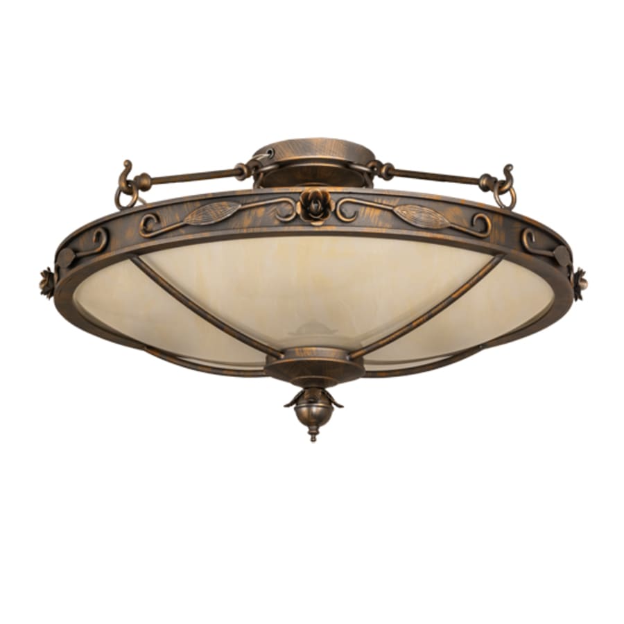 Meyda Tiffany Arabesque 4 Light 28" Wide Semi-Flush Bowl Ceiling Fixture - French Bronzed Finish