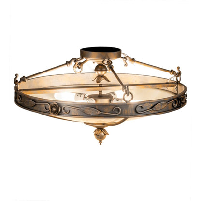 Meyda Tiffany Arabesque 4 Light 28" Wide Semi-Flush Bowl Ceiling Fixture - French Bronzed Finish