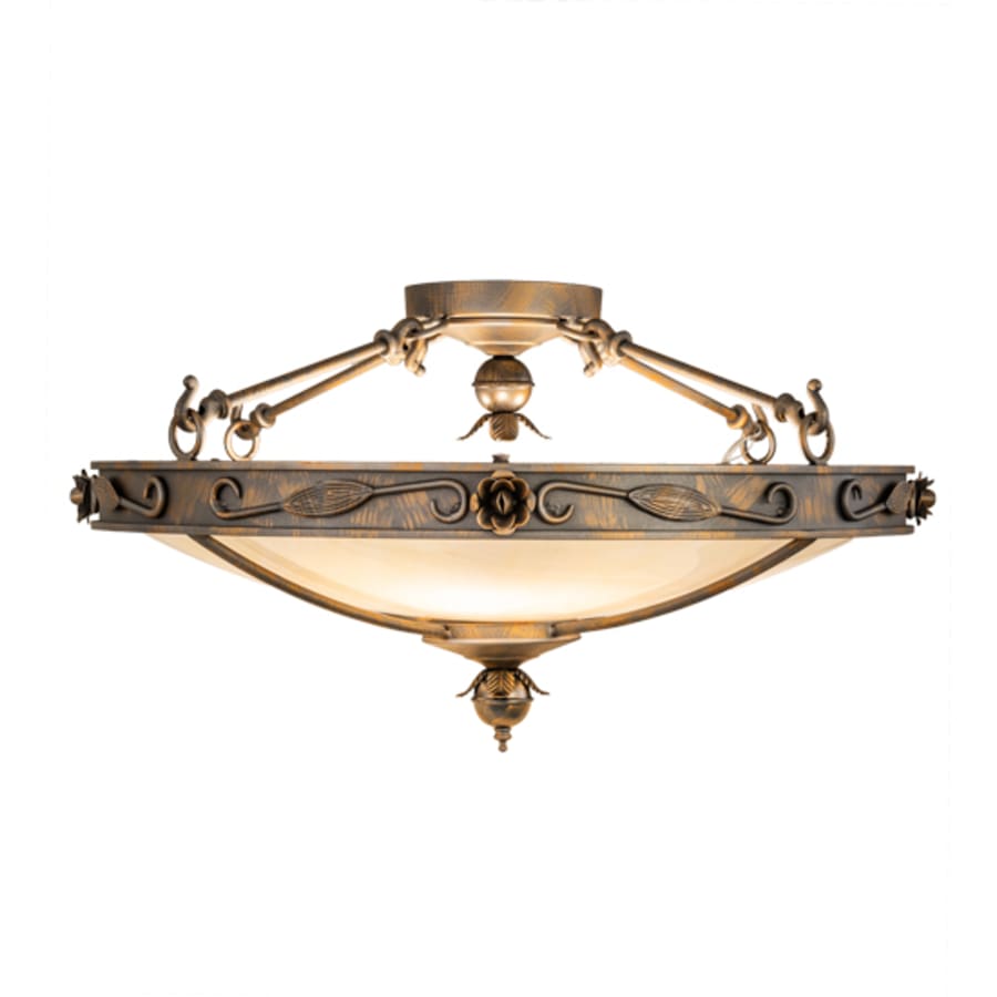 Meyda Tiffany Arabesque 4 Light 28" Wide Semi-Flush Bowl Ceiling Fixture - French Bronzed Finish