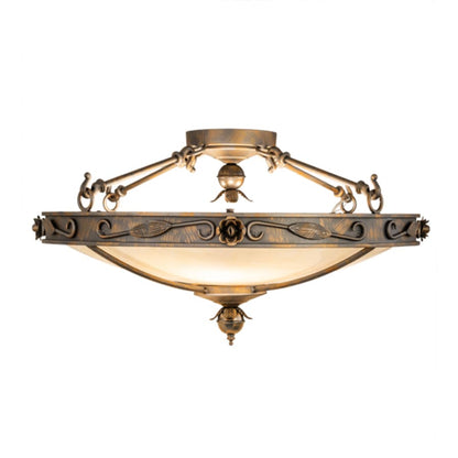 Meyda Tiffany Arabesque 4 Light 28" Wide Semi-Flush Bowl Ceiling Fixture - French Bronzed Finish