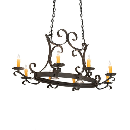 Meyda Tiffany Long Hand forged 8 Light 51" Wide Taper Candle Style Chandelier