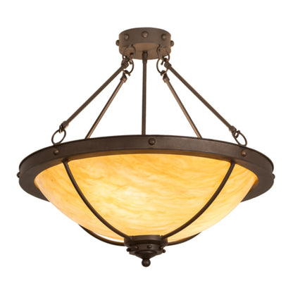 Meyda Tiffany Freya 3 Light 24" Wide Semi-Flush Bowl Ceiling Fixture - Wrought Iron Finish