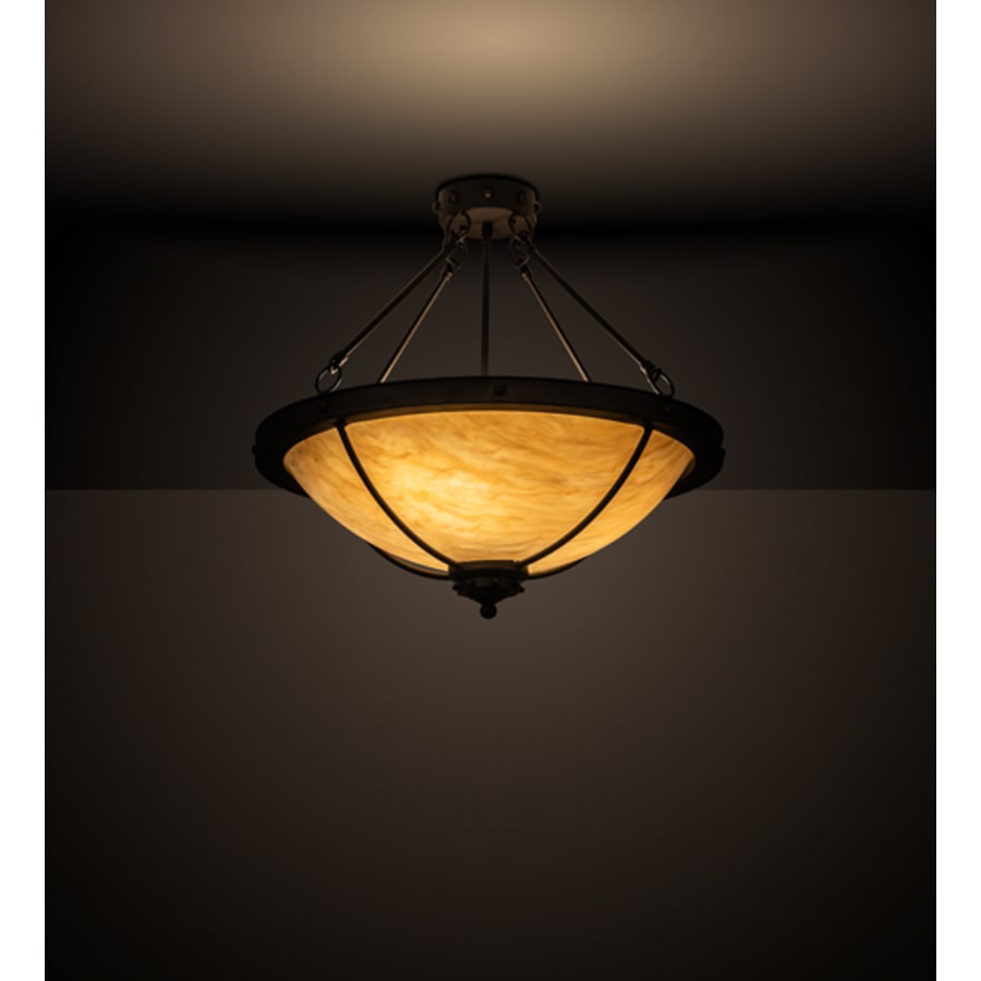 Meyda Tiffany Freya 3 Light 24" Wide Semi-Flush Bowl Ceiling Fixture - Wrought Iron Finish
