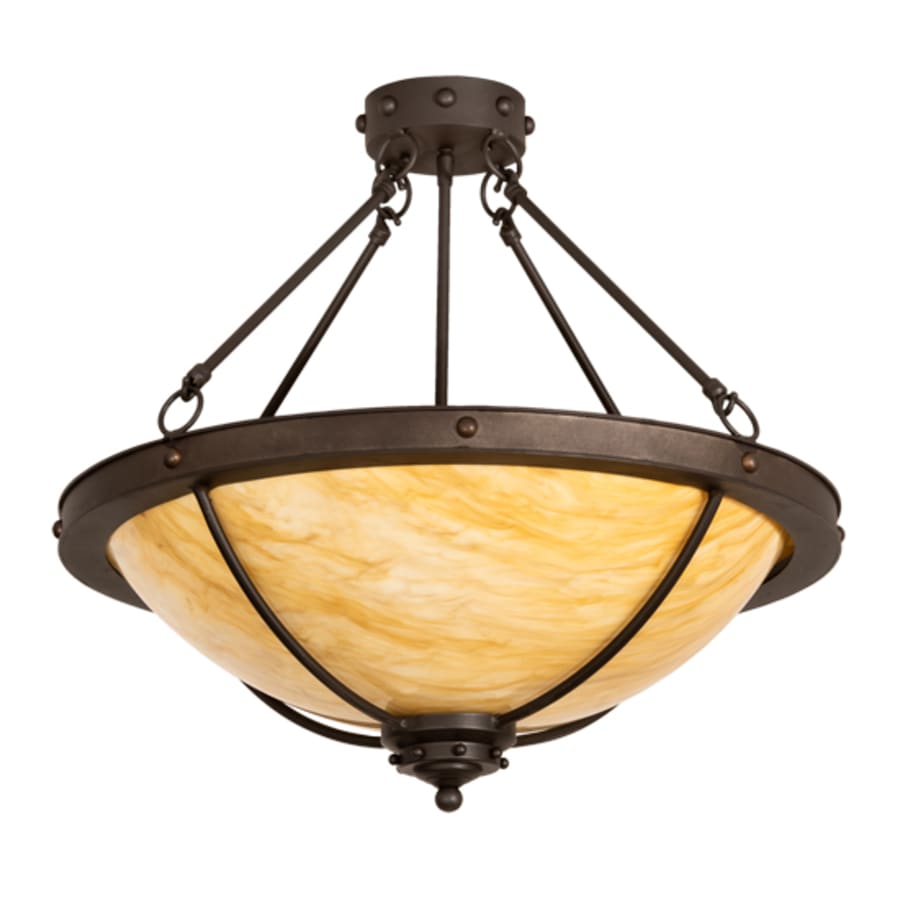 Meyda Tiffany Freya 3 Light 24" Wide Semi-Flush Bowl Ceiling Fixture - Wrought Iron Finish
