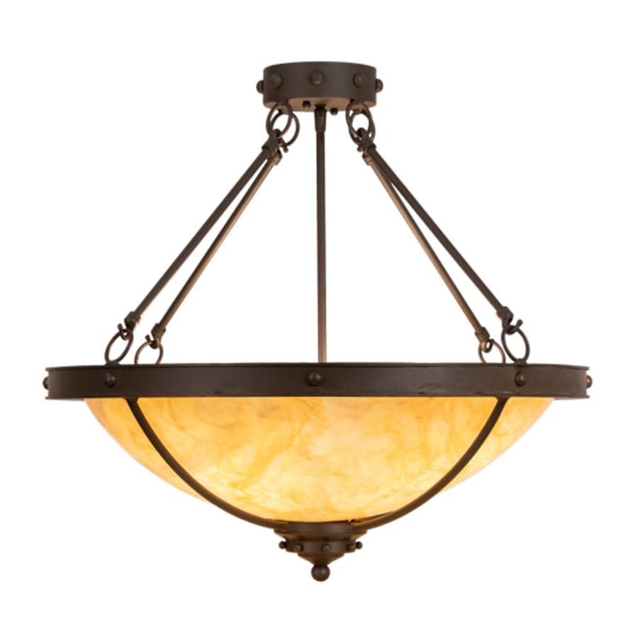 Meyda Tiffany Freya 3 Light 24" Wide Semi-Flush Bowl Ceiling Fixture - Wrought Iron Finish