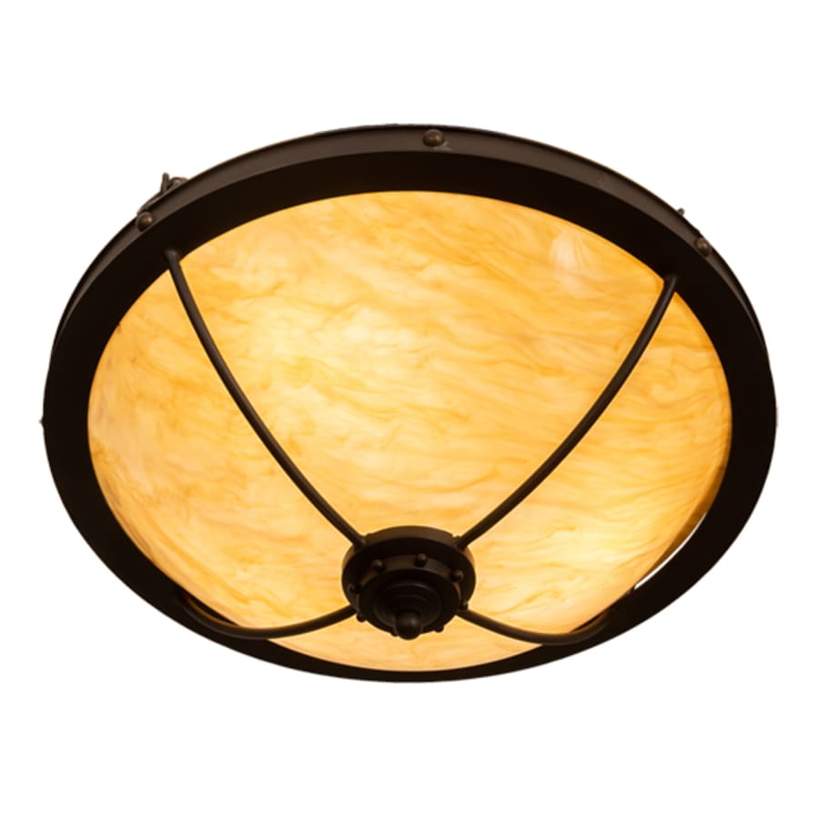 Meyda Tiffany Freya 3 Light 24" Wide Semi-Flush Bowl Ceiling Fixture - Wrought Iron Finish