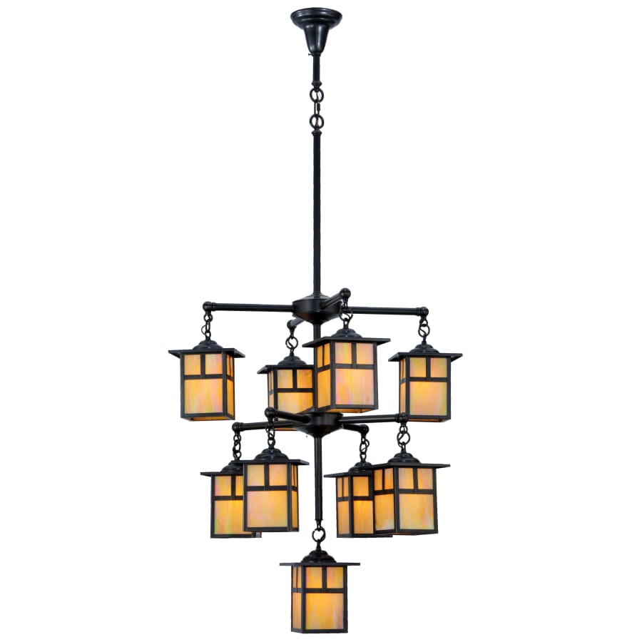 Meyda Tiffany Hyde Park 9 Light 32" Wide Chandelier with Yellow Glass Shade