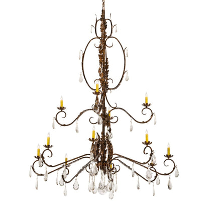 Meyda Tiffany Valentina 12 Light 56" Wide Crystal Candle Style Chandelier
