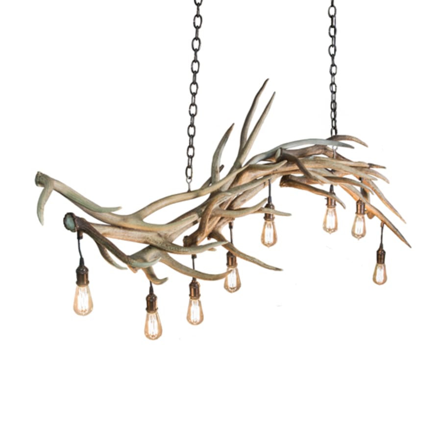 Meyda Tiffany Long Antlers Elk 8 Light 69" Wide Antler Linear Chandelier