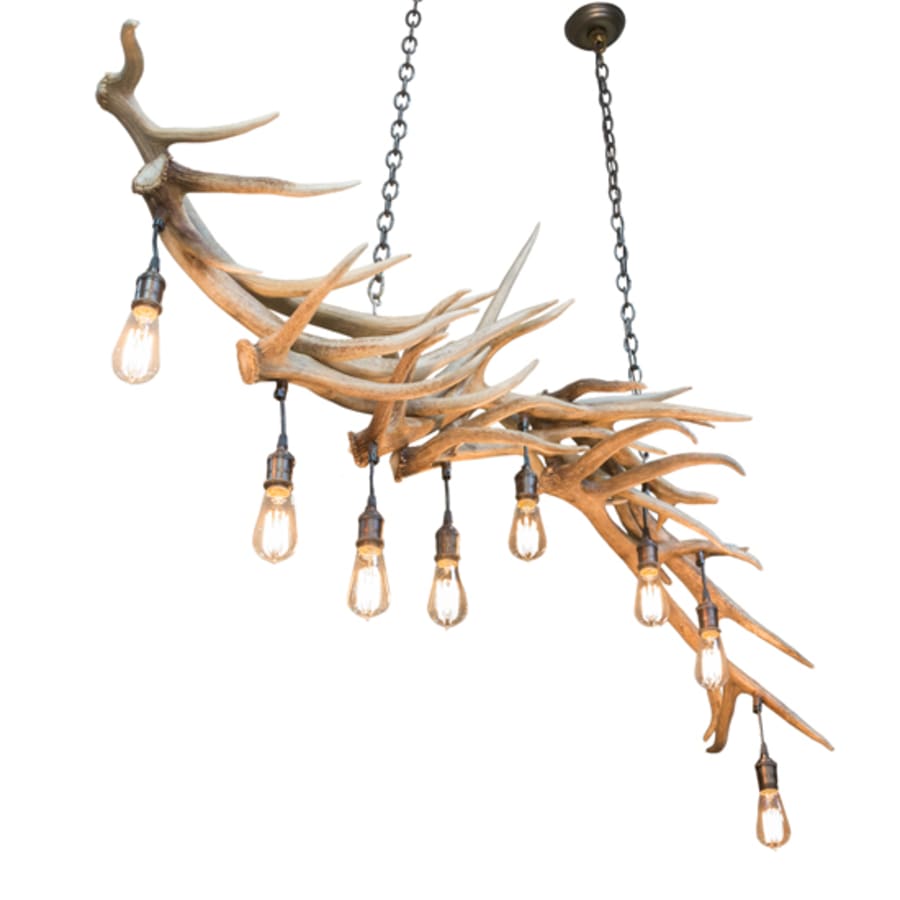 Meyda Tiffany Long Antlers Elk 8 Light 69" Wide Antler Linear Chandelier