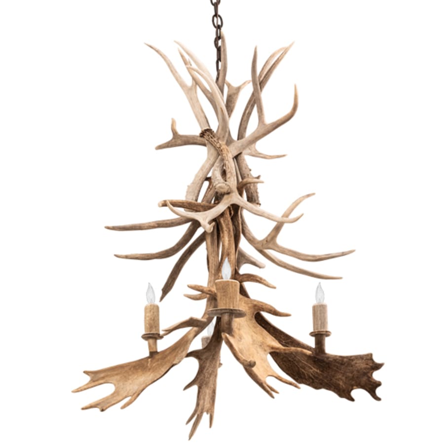 Meyda Tiffany Antlers 4 Light 28" Wide Antler Candle Style Chandelier