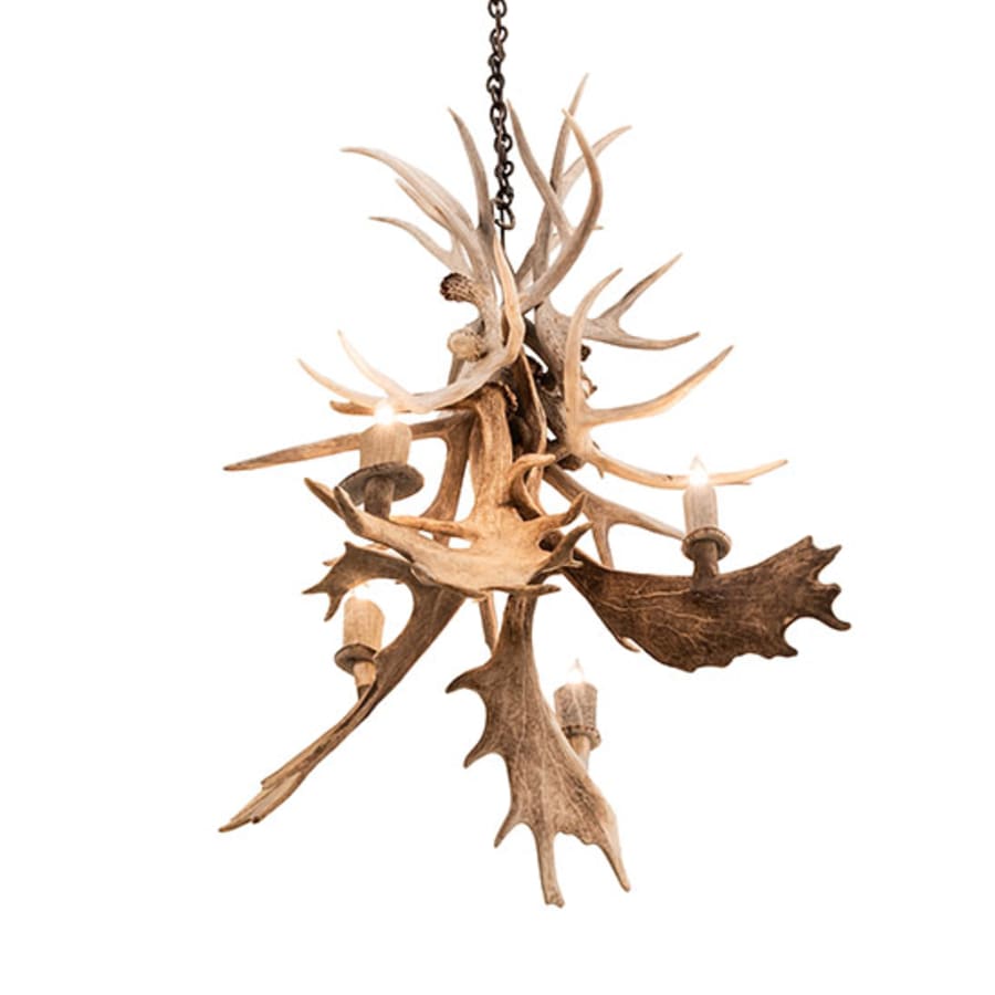 Meyda Tiffany Antlers 4 Light 28" Wide Antler Candle Style Chandelier