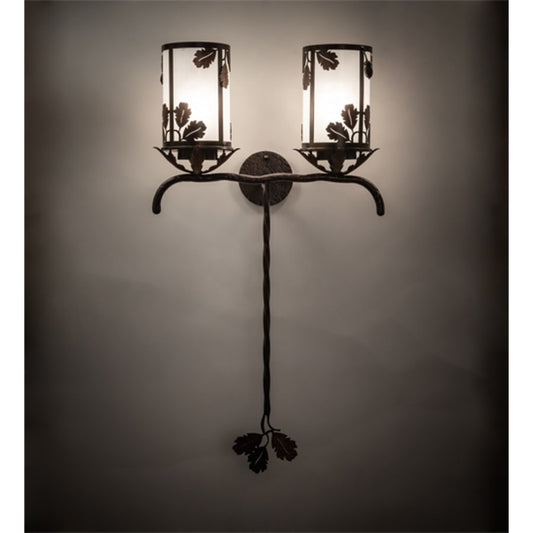 Meyda Tiffany Blue Oak 2 Light 40" Tall Wall Sconce