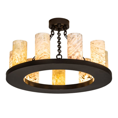 Meyda Tiffany Loxley 9 Light 30" Wide Semi-Flush Ceiling Fixture