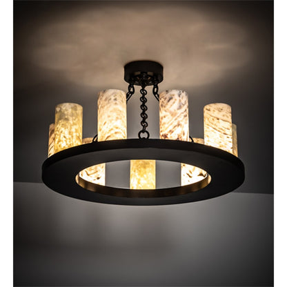 Meyda Tiffany Loxley 9 Light 30" Wide Semi-Flush Ceiling Fixture