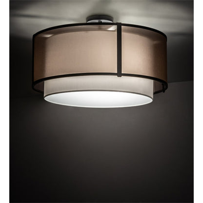 Meyda Tiffany Cilindro 3 Light 30" Wide Semi-Flush Drum Ceiling Fixture - Flat Black Finish - GU24 Bulb Base